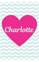 Charlotte: Personalized Name Blue and White Chevron Zigzag Pattern Composition Notebook Journal for Girls and Women