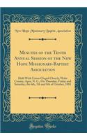 Minutes of the Tenth Annual Session of the New Hope Missionary-Baptist Association: Held with Union Chapel Church, Wake County, Apex, N. C., on Thursday, Friday and Saturday, the 6th, 7th and 8th of October, 1881 (Classic Reprint)