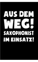 Saxophon: Saxophonist im Einsatz!: Notizbuch / Notizheft für Saxophonspieler-in A5 (6x9in) dotted Punktraster