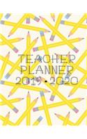 Teacher Planner 2019-2020: Pencil Pattern School 150 Weekly Planner Education Journal Notebook