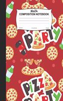 Math Composition Notebook: Pizza Party Wide Ruled Lined Journal For Class