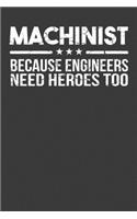 Machinist Because Engineers Need Heroes Too: Union Worker Tradesman Gift