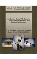 Van Dyke V. Geary U.S. Supreme Court Transcript of Record with Supporting Pleadings