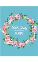 Bible Study Journal: Blue Floral Pink Roses Christian Bible Study Planner Journal Notebook Organizer - Women Weekly Daily Verse Scripture Prayer Notes Devotion SOAP Refl