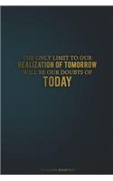 The Only Limit to Our Realization of Tomorrow Will Be Our Doubts of Today: Motivational Blank Notebook - 120 Numbered Blank Page Inspirational Sketchbook - 6 X 9 Matte Softcover Journal(Motivational Notebooks)