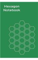 Hexagon Notebook: 108 Page Hexagon Graph Paper Notebook: 6x9 Medium Sized: Green & White Cover