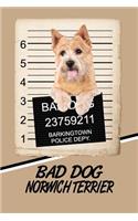 Bad Dog Norwich Terrier: Blood Sugar Diet Diary Journal Log Notebook Featuring 120 Pages 6x9