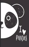 I Love Pandas: College Lined Composition Notebook