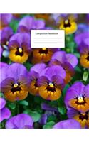 Composition Notebook: Purple Pansies: Wide Ruled: 100 Pages: 8.5 X 11