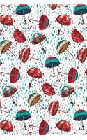 Bullet Journal Notebook Umbrellas in the Rain Pattern: 112 Page Numbered Dot Grid Bullet Journal with Index Pages and Key Pages in Portable 6 X 9 Size
