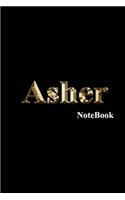 Asher Notebook: Name Monogram 9 x 6 Blank, lined writing Journal/Notebook diary, and notes