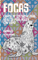 Libros de colorear para adultos para mujer con lápiz - Letra grande - Animales - Focas