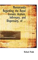 Memoranda Regarding the Royal Lunatic Asylum, Infirmary, and Dispensary, of ...