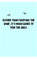 Rather than fighting the wind, it's much easier to trim the sails. Journal