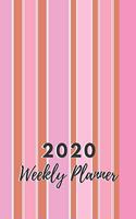 Weekly Planner: 52 week planner and month at a glance, with Pink Candy Stipes