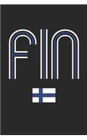 Vintage Finland Notebook - Finland Diary - Retro Finnish Flag Journal - Finland Gifts: Medium College-Ruled Journey Diary, 110 page, Lined, 6x9 (15.2 x 22.9 cm)
