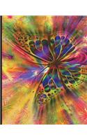 Dot Grid Journal A Dotted Matrix Notebook And Planner 8x10" inches 150 Pages: Rainbow Fantasy Butterfly Cover Design
