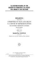 Tax reform hearing on the benefits of permanent tax policy for America's job creators
