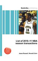 List of 2010-11 NBA Season Transactions