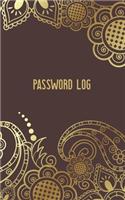Password Log: Username and Internet Password Keeper: Gold and Purple Floral