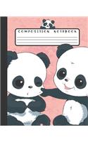 Composition Notebook: Funny Kawaii Baby Panda Bear Friends Notebook and Journal with Lined Ruled Paper Pages for Girls and Women, Perfect for Writing Notes and Exercise