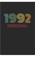 Original 1992 Vintage: Retro Notebook - 120 Pages, Dot Grid, 6" x 9" - Birthday 90's Journal, Notepad, Notes, Diary