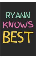 Ryann Knows Best: Lined Journal, 120 Pages, 6 x 9, Ryann Personalized Name Notebook Gift Idea, Black Matte Finish (Ryann Knows Best Journal)