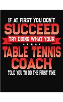 If At First You Don't Succeed Try Doing What Your Table Tennis Coach Told You To Do The First Time: College Ruled Composition Notebook Journal