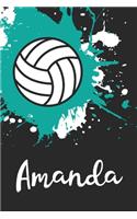 Amanda Volleyball Notebook: Cute Personalized Sports Journal With Name For Girls