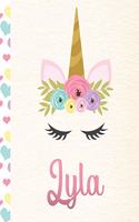 Lyla: Personalized Unicorn Journal For Girls - 8.5x11 110 Pages Notebook/Diary With Pink Name
