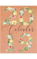 2019 Calendar: Floral Numbers with Inspirational Quotes on Peach-Coloured Wall Cover