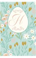 H: Letter H Journal, Easter Flowers, Personalized Notebook Monogram Initial, 6 X 9