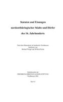 Statuten Und Einungen Nordostth Ringischer St Dte Und D Rfer Des 16. Jahrhunderts