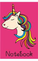 Notebook: Cute Unicorn Doodle 6x9 Blank Lined Notebook for Girls, Hot Pink,120 pages