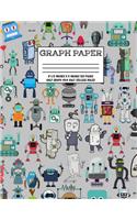 Graph Paper: Notebook Cute Robot Robotic Pattern Gray Cover Half College Ruled Half 4x4 Graphing Paper Composition Book Cute Pattern Cover Graphing Paper Composi