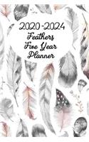 2020-2024 Feathers Five Year Planner: Pocket Size 5 Year Monthly Calendar Planner with Holidays: Set Goals and Crush Them, Improve Productivity, Time Management and Self Improvement Jour