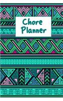 Chore Planner: Teal Turquoise & Lilac Aztec Tribal Pattern Design Cover