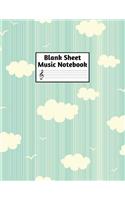 Blank Sheet Music Notebook: Easy Blank Staff Manuscript Book Large 8.5 X 11 Inches Musician Paper Wide 12 Staves Per Page for Piano, Flute, Violin, Guitar, Trumpet, Drums, Cell