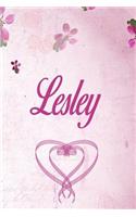 Lesley: Personalised Name Notebook/Journal Gift For Women & Girls 100 Pages (Pink Floral Design) for School, Writing Poetry, Diary to Write in, Gratitude Wr
