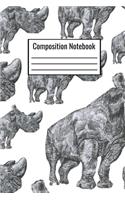 Composition Notebook: Multi Rhino Wide Ruled Notebook For Children Kids Teens Adults Parents Couples To Write Down Daily Journal Notes