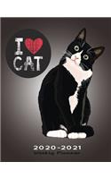 2020-2021 Weekly Planner: Two Years Diary Notebook with To-Do List & Priorities - US Edition - I Love Cats Black