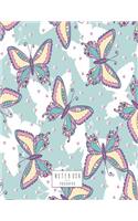 Notebook: Cute butterfly on green cover and Lined pages, Extra large (8.5 x 11) inches, 110 pages, White paper(4 Cute Butterfly on Green Notebook)
