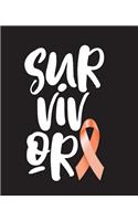 Survivor: Uterine Cancer Ribbon Half and Half Paper Blank College Ruled Notes Sketch Math Story Writing Prompts 7.5 x 9.25 100pg