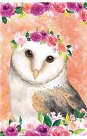 Bullet Journal for Bird Lovers Owl in Flowers: 162 Numbered Pages with 150 Dot Grid Pages, 6 Index Pages and 2 Key Pages in Easy to Carry 5.5 X 8.5 Size.