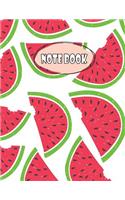 Notebook: Watermelon Cover-Notebook Journal Diary, 110 Dashed lines pages, 8.5" x 11" Notebook for Writing Letters & Words, Diary