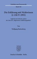 Die Erklarung Mit Nichtwissen ( 138 IV Zpo)