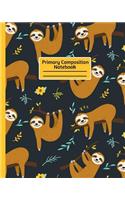 Primary Composition Notebook: Happy Sloths. Wide Ruled Lined Notebook