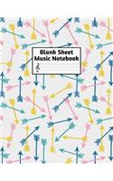 Blank Sheet Music Notebook: Easy Blank Staff Manuscript Book Large 8.5 X 11 Inches Musician Paper Wide 12 Staves Per Page for Piano, Flute, Violin, Guitar, Trumpet, Drums, Cell