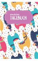 Mein Tagebuch: Notizbuch - Blanko Liniert -120 Seiten - A5 - Notebook - Diary - Schreib dir alles von der Seele - Motiv: Bunte Lamas