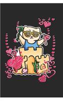 Beach Sandcastle Heart Cat Notebook: Graph Paper Journal 6x9 - 120 Pages